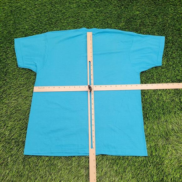 Vintage 80s Virginia-Beach Surfer Shirt Large 21x25 Blue - Picture 3 of 12